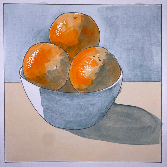 Bowl of oranges Still Life A4 paper